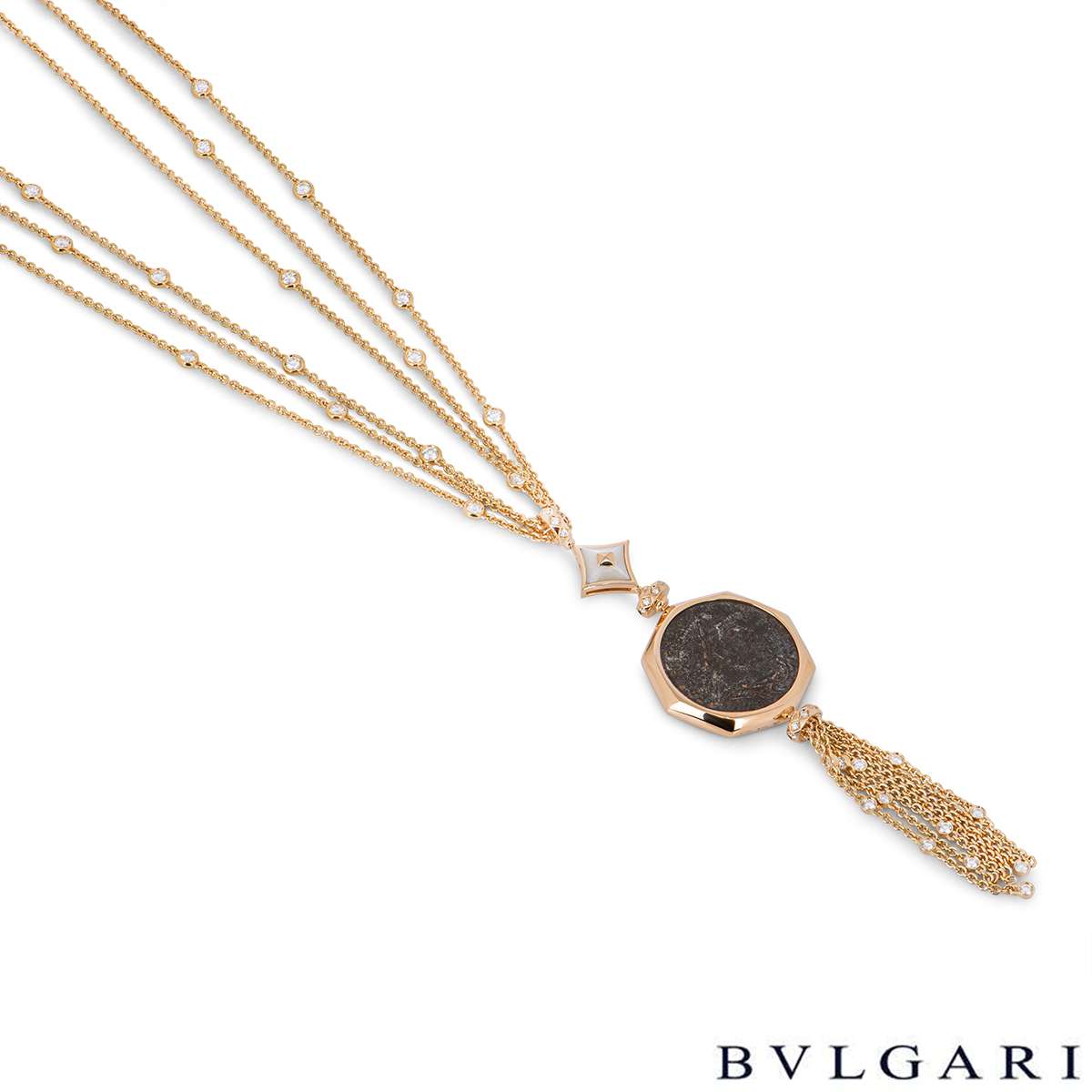 Bvlgari Rose Gold Diamond & Mother of Pearl Monete Necklace 355982